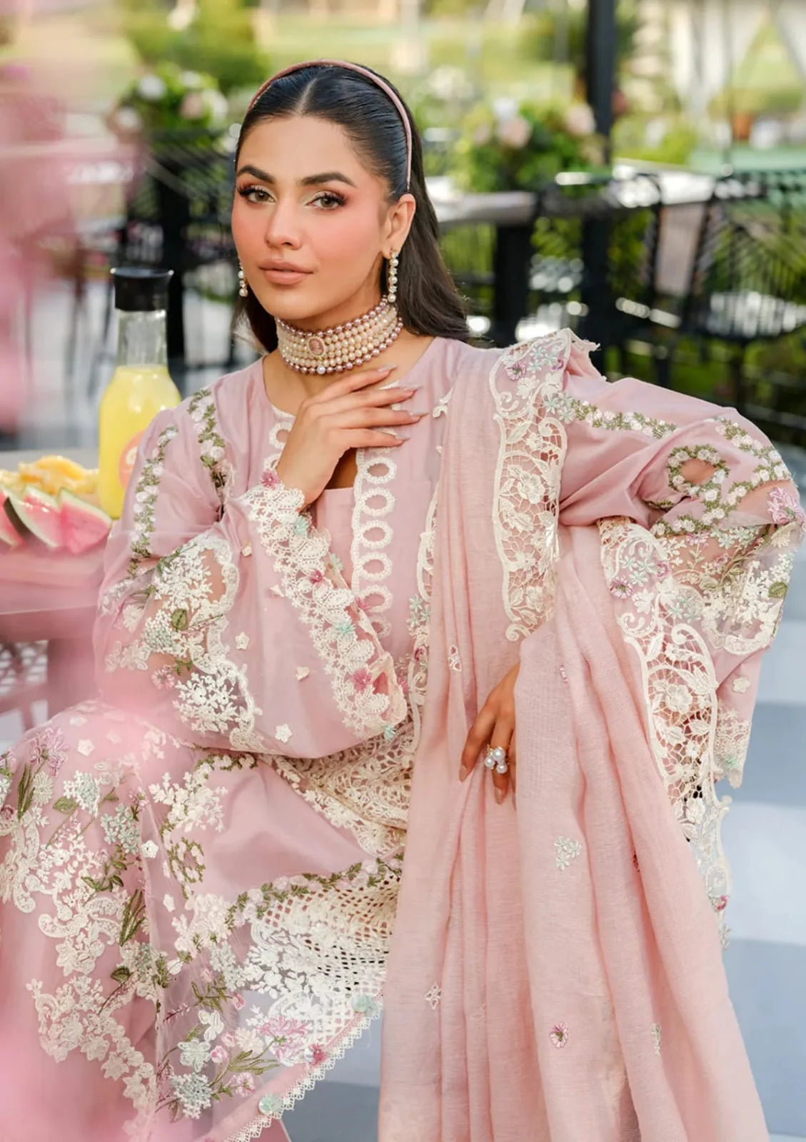 EL-EL2710 Lawn Unstitched Embroidered 3pc Suit With Cotton Net Embroidered Dupatta