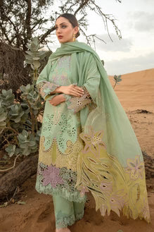 EL-816 Lawn Embroidered 3pc With Embroidered Organza Dupatta - ELAFF