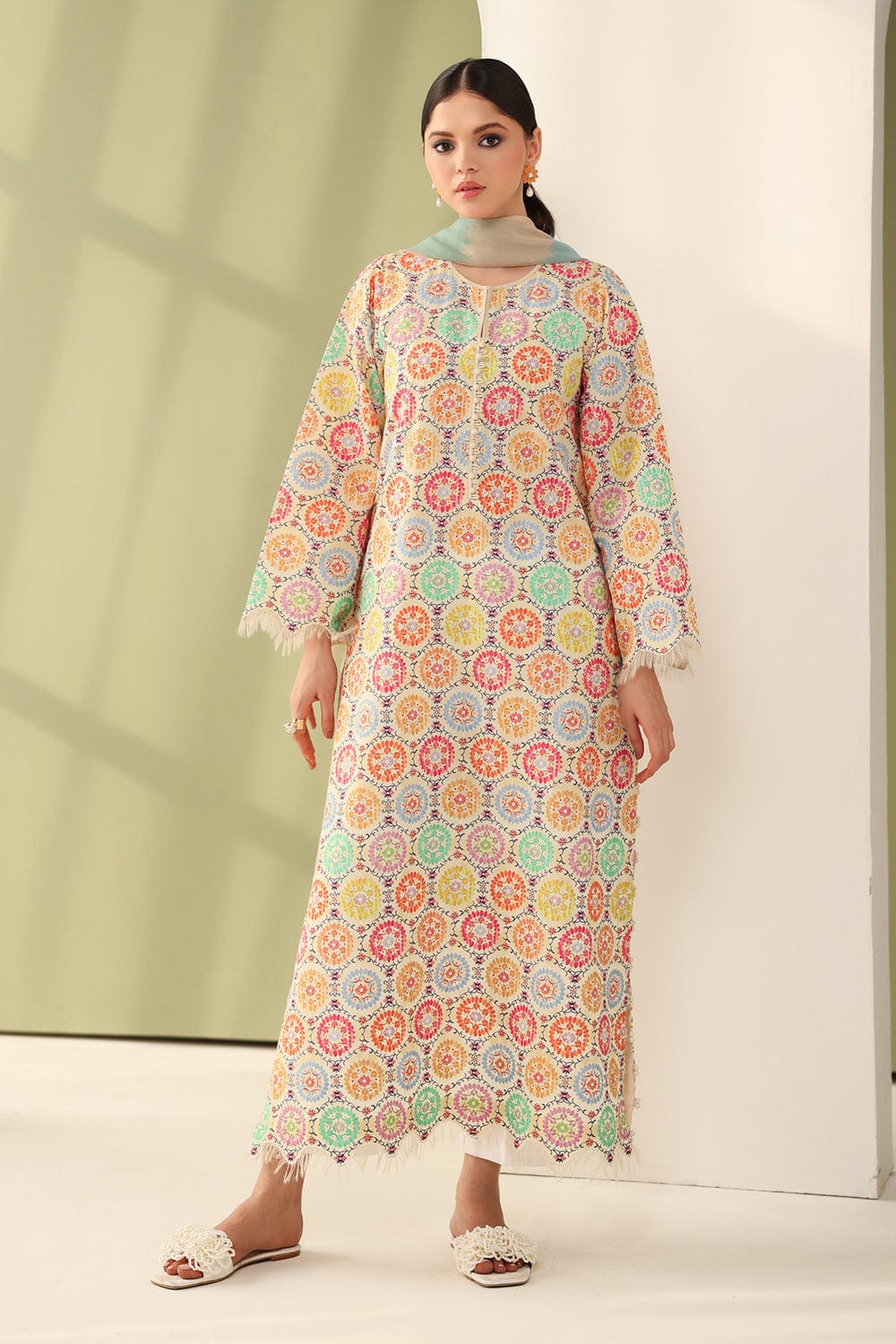 EL-BQ201 Digital Printed Lawn Suit 3pc With Monar Digital Printed Dupatta