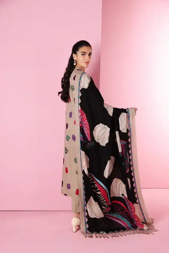 EL-2042 Unstitched Fully Embroided Dhanak Suit With Wool Shawl - ELAFF