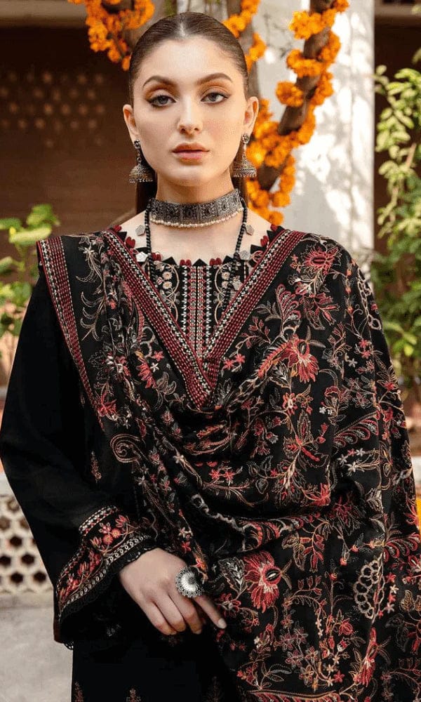 EL-RM650 Unstitched Heavy Embroidered Dhanak Suit With Embroidered Dhanak Shawl - ELAFF