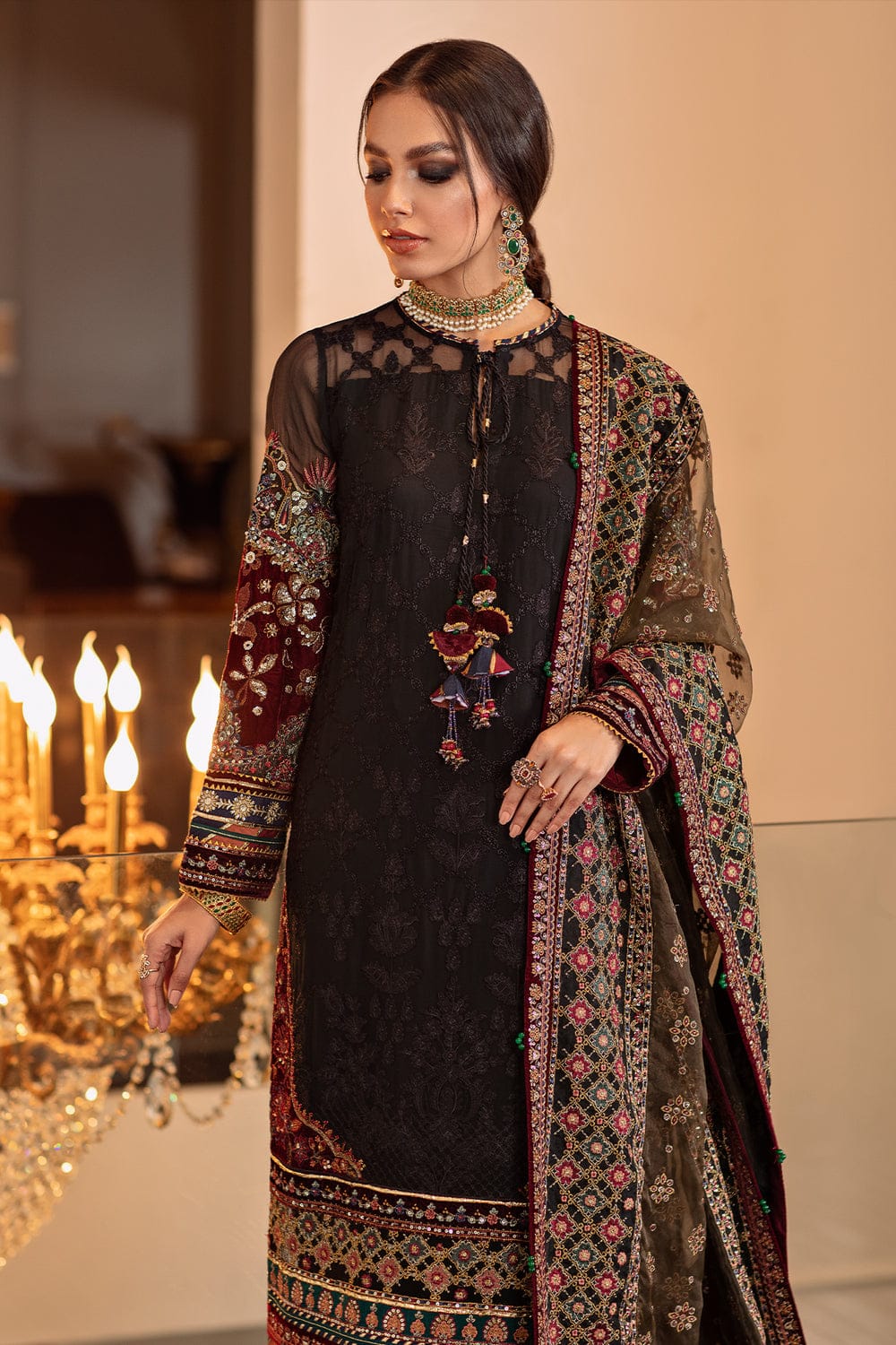 EL-BQ14 Lawn Unstitched Embroidered 3pc Suit With Organza Embroidered Dupatta - ELAFF