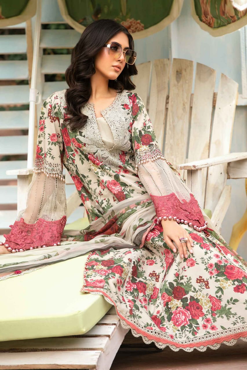 EL-MB425 Digital Printed Lawn Suit 3pc with Poly Lawn Digital Printed Dupatta & Embroidered Patches - ELAFF