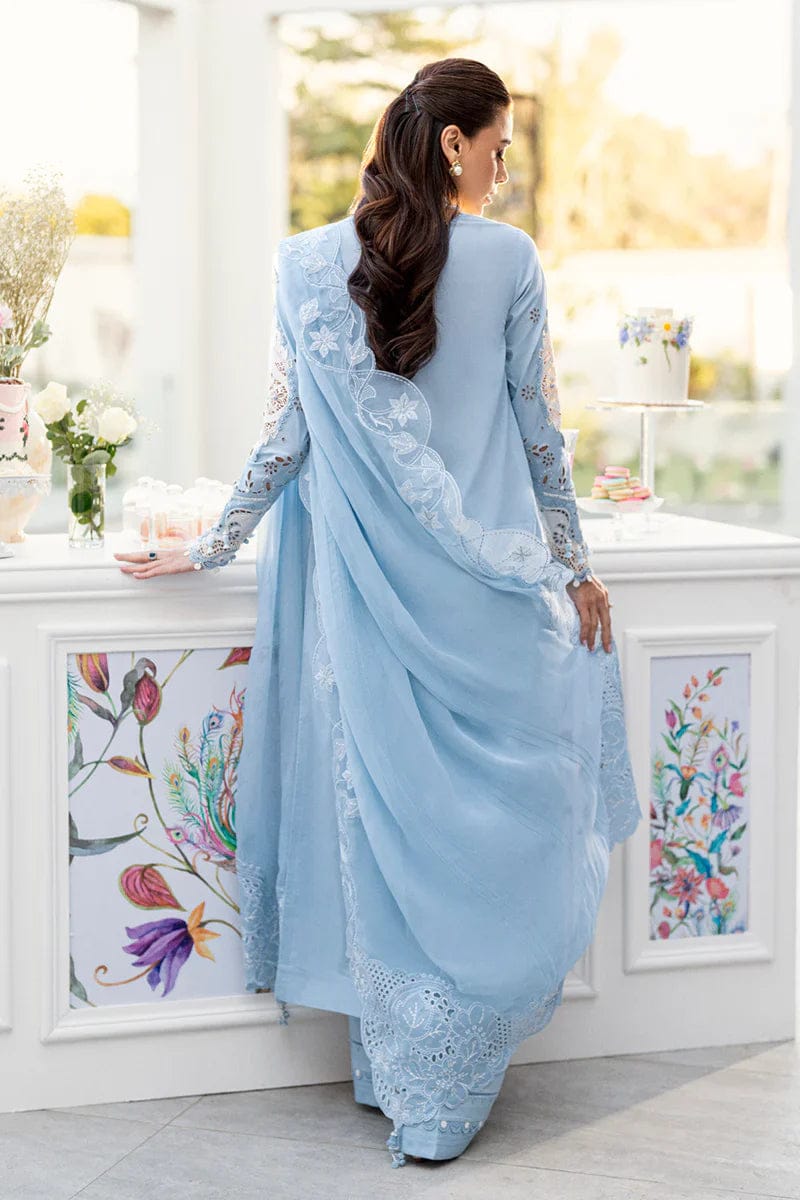 EL-CS2645 Lawn Unstitched Embroidered 3pc Suit With Embroidered Chiffon Dupatta - ELAFF
