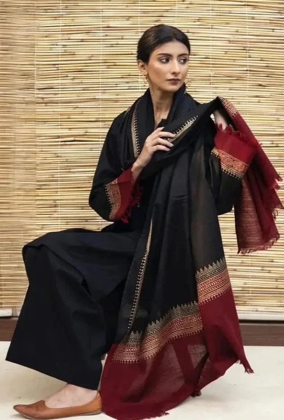 EL-1076 3Pc Unstitched Dhanak Suit with Printed Woolen Shawl - ELAFF