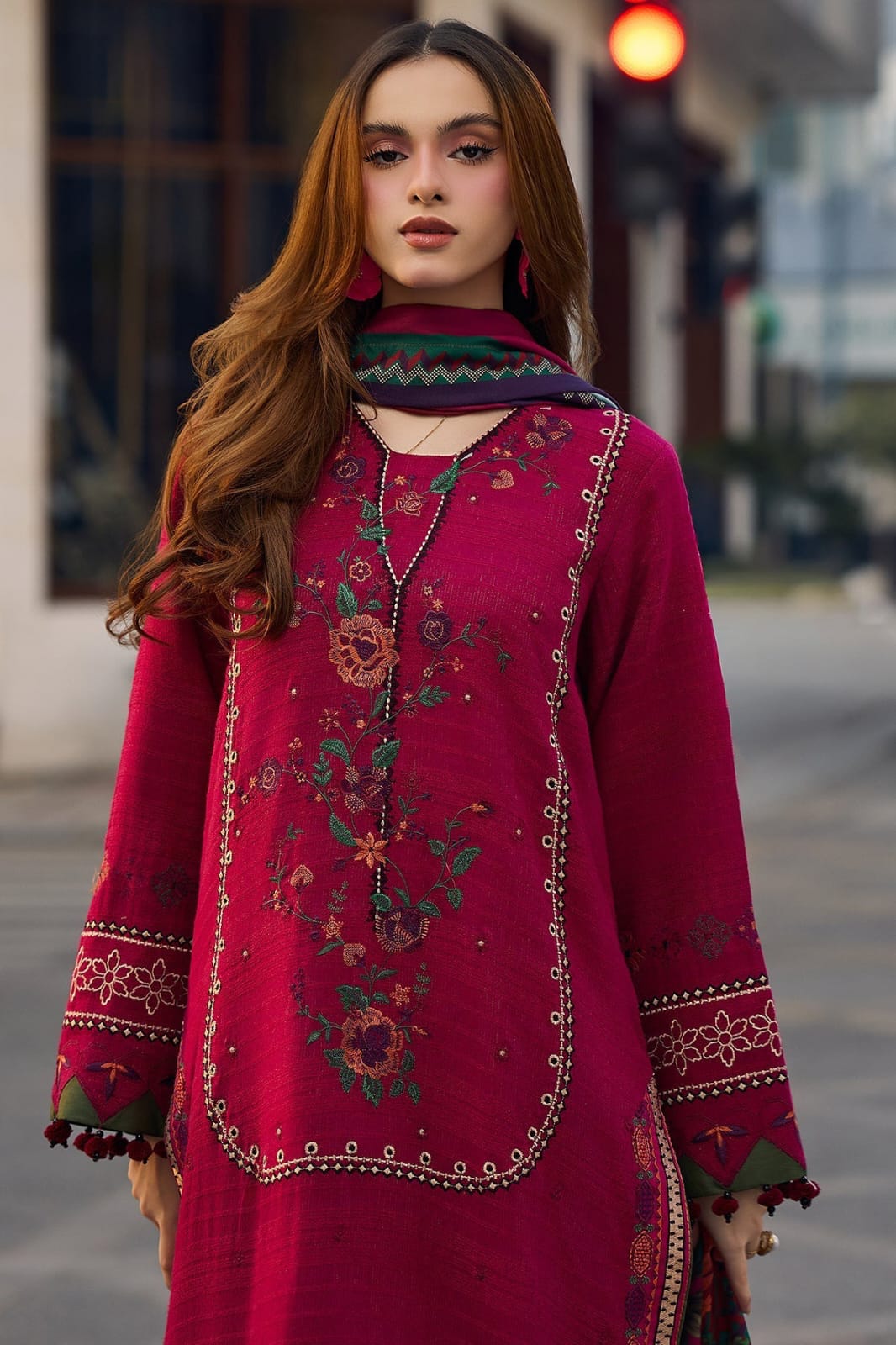 EL-09 Unstitched Embroidered Dhanak Suit With Embroidered Dhanak Shawl - ELAFF