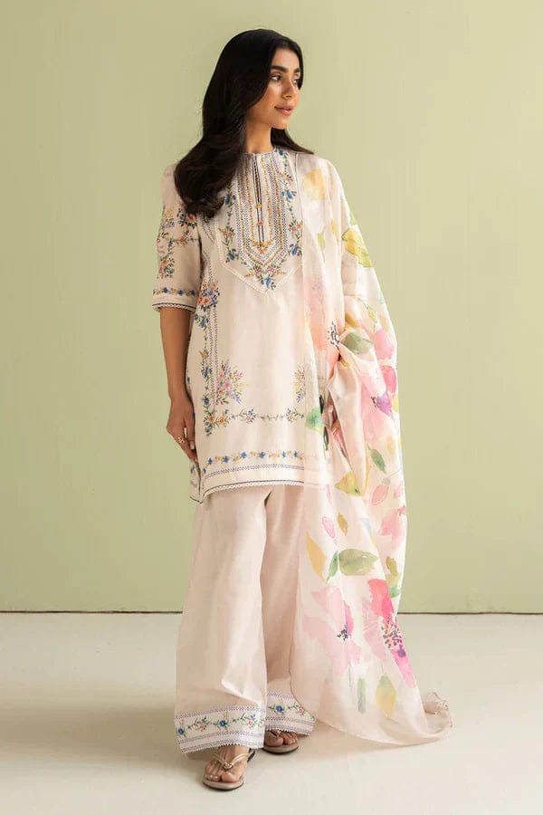 EL-BQ423 Unstitched Digital Printed Lawn Suit 3pc With Digital Printed Silk Dupatta - ELAFF