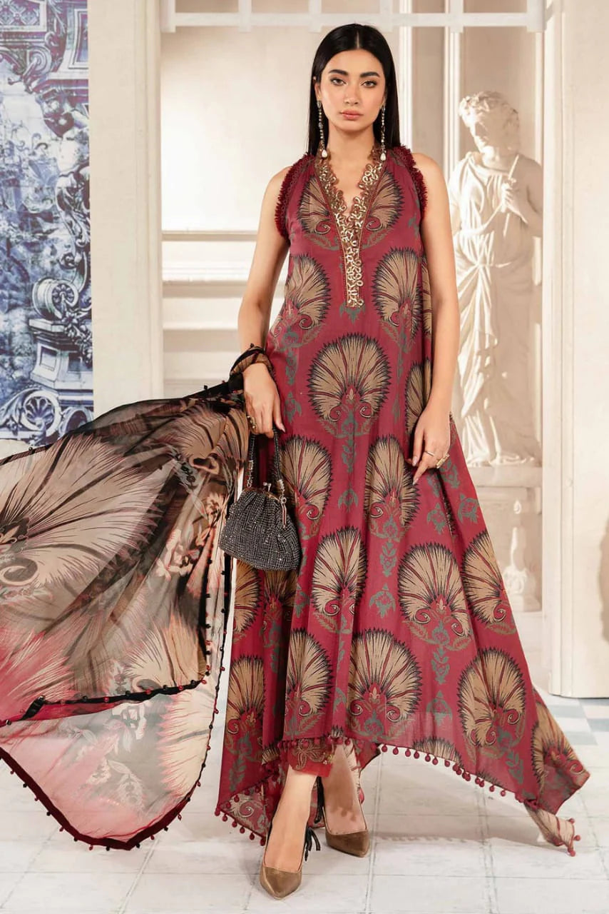 EL-MB444 Digital Printed Unstitched Lawn Suit 3pc With Lawn Digital Printed Dupatta