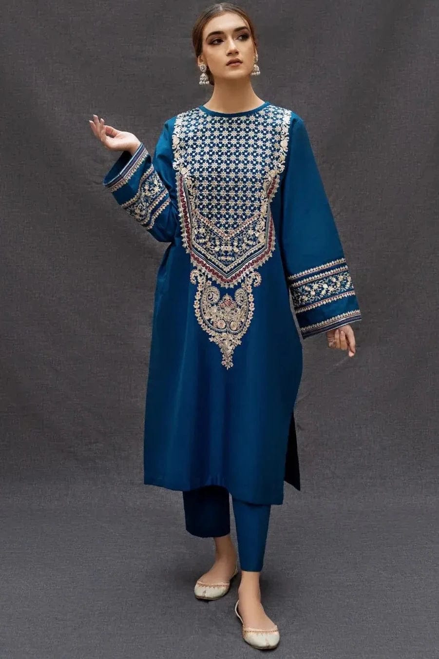 EL-69 Unstitched Lawn Embroidered 2Pc Suit - ELAFF