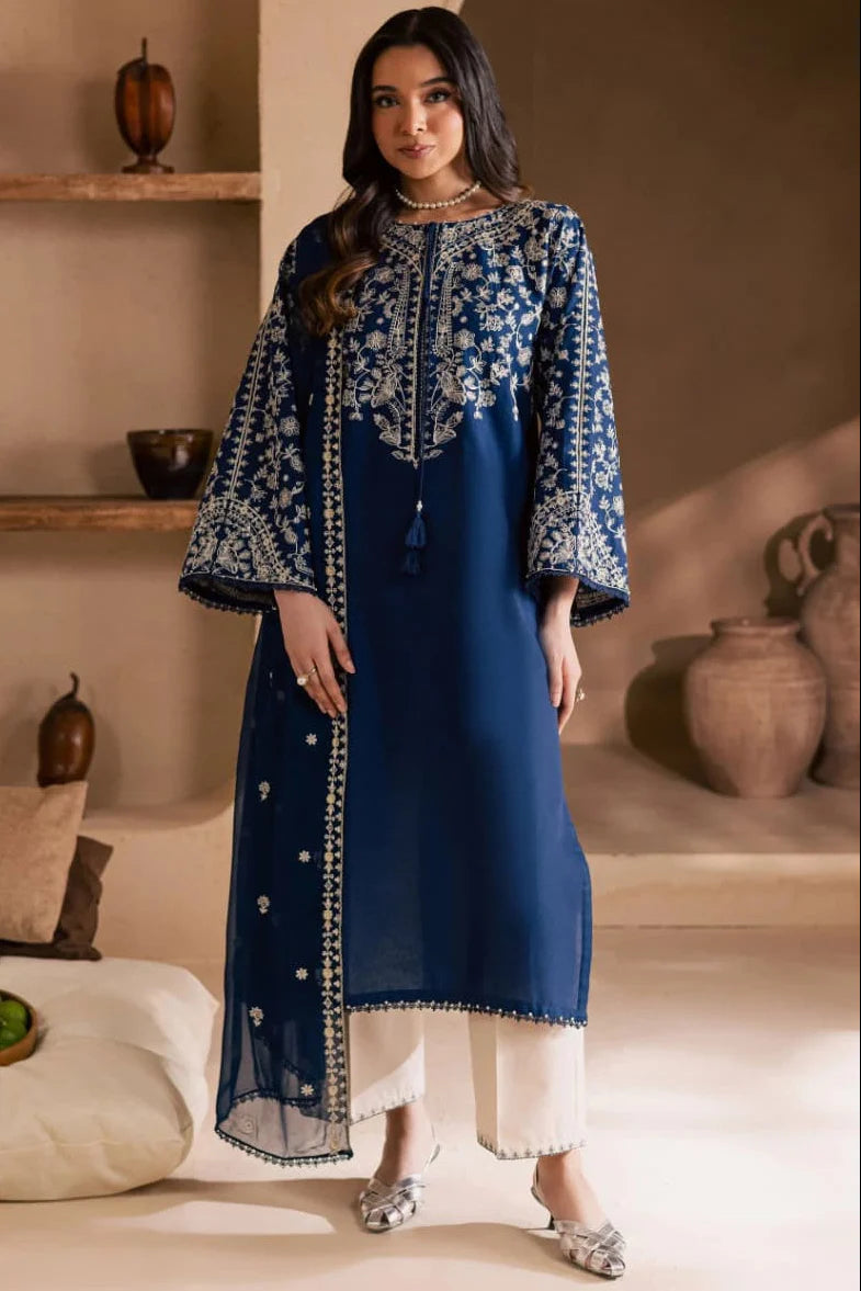 EL-BT2835 Unstitched Fully Embroidered Lawn Suit With Embroidered Bamber Chiffon Dupatta