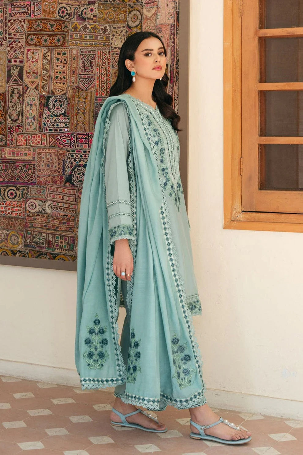 EL-MB2845 Unstitched Fully Embroidered Lawn Suit With Fully Embroidered Lawn Dupatta