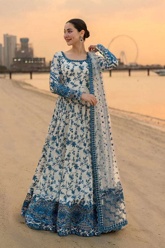 EL-ST Lawn Embroidered 3pc Suit With Organza Embroidered Dupatta