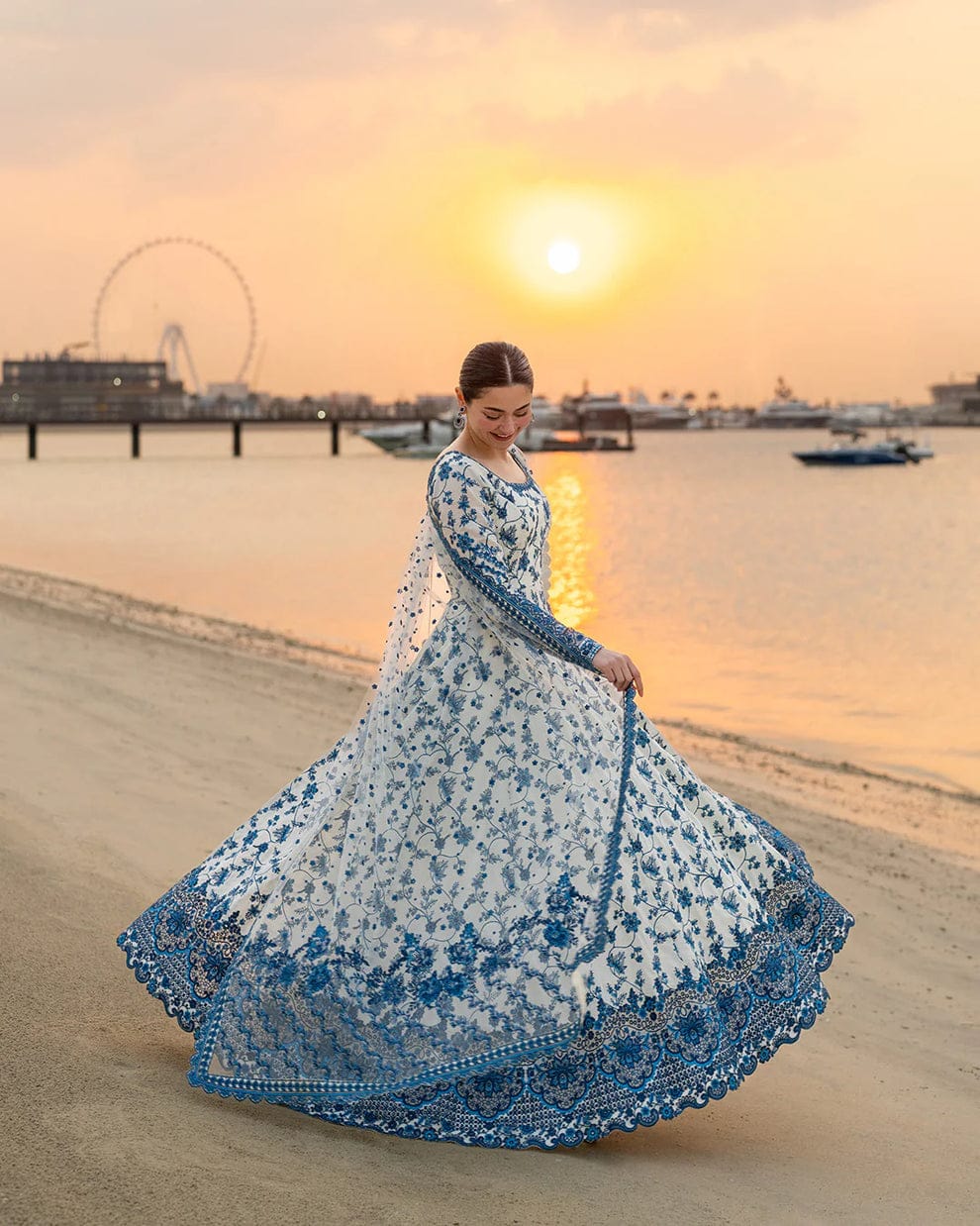 EL-ST Lawn Embroidered 3pc Suit With Organza Embroidered Dupatta