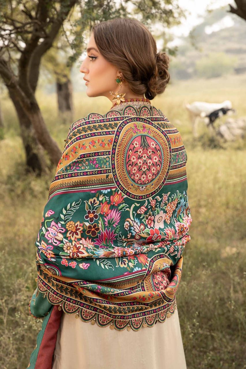 EL-MB2580 Lawn Unstitched Embroidered 3pc Suit With Poly Lawn Printed Dupatta - ELAFF