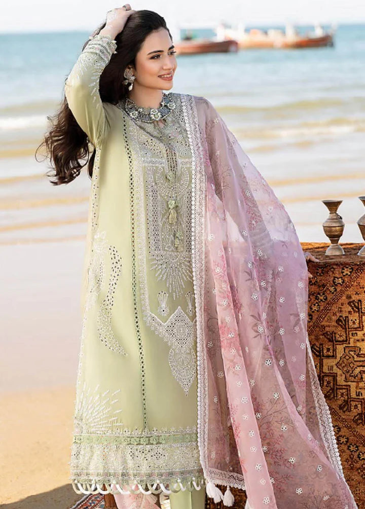 EL-CH10 Embroidered ChickenKari Lawn Suit With Printed Organza Dupatta