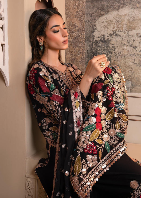 EL-RR2935 Dhanak 3Pc Suit Fully Embroided With Tilla & Thread Work With Fully Embroided Chiffon Dupatta