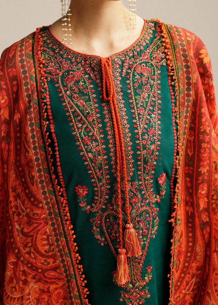 EL-MB525 Lawn Embroidered Suit With Digital Printed Lawn Dupatta