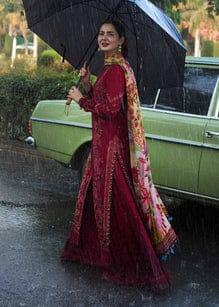 EL-MB550 Dhanak Embroidered Suit With Digital Printed Woolen Shawl - ELAFF