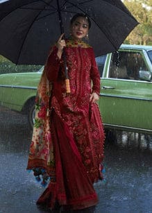 EL-MB550 Dhanak Embroidered Suit With Digital Printed Woolen Shawl - ELAFF