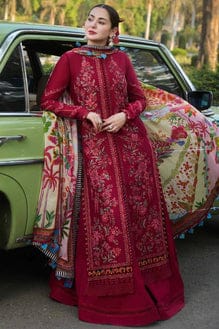 EL-MB550 Dhanak Embroidered Suit With Digital Printed Woolen Shawl - ELAFF