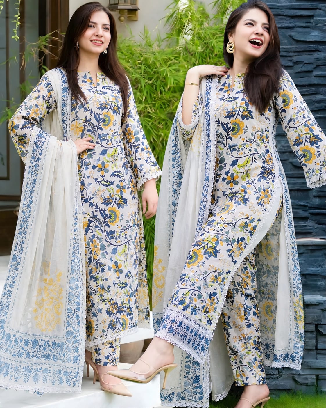 EL-D349 Digital Printed Lawn Suit 3pc With Lawn Digital Printed Dupatta