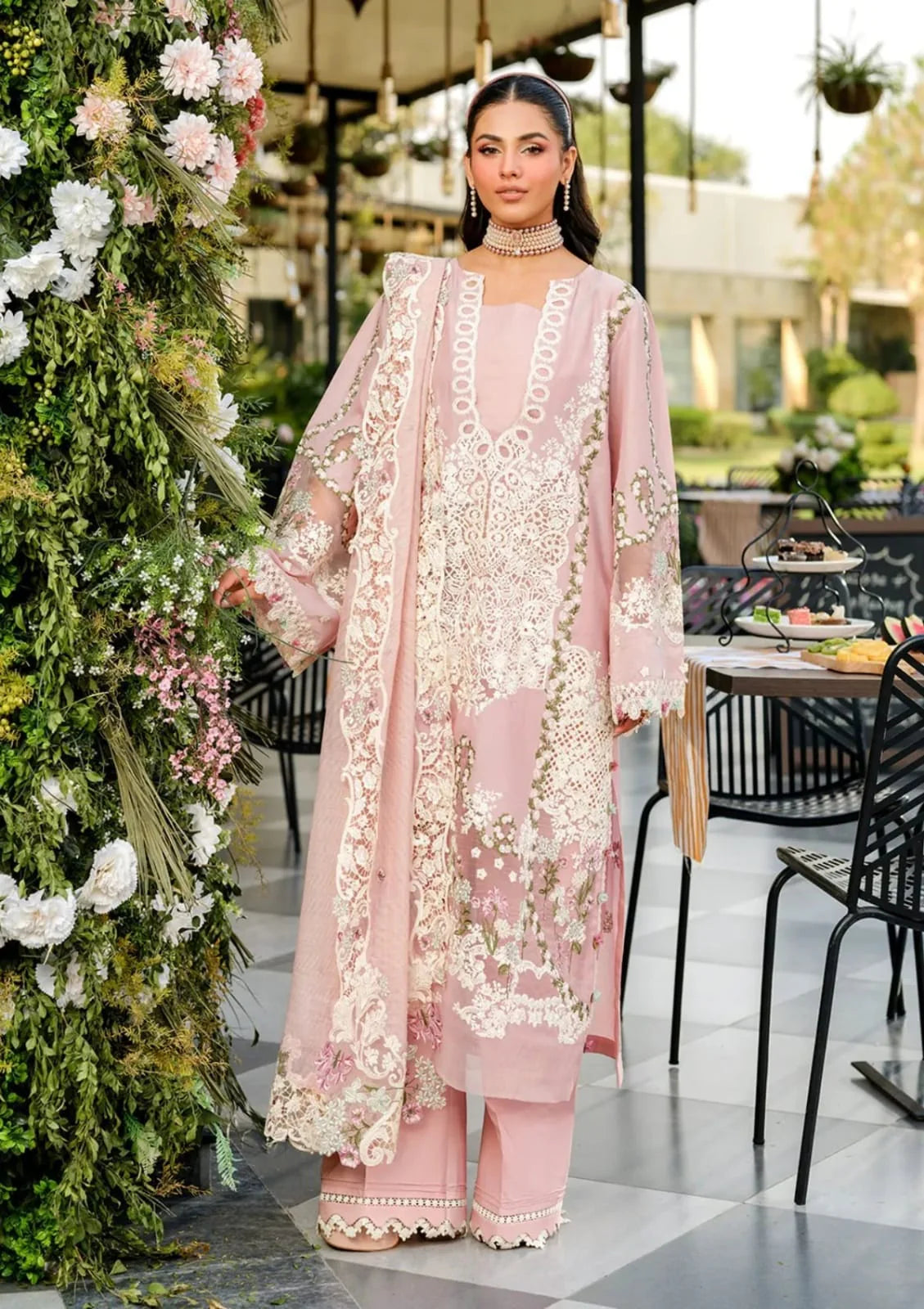 EL-EL2710 Lawn Unstitched Embroidered 3pc Suit With Cotton Net Embroidered Dupatta
