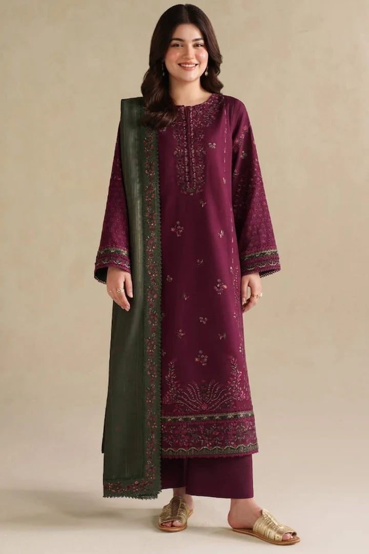Highly Recommended EL-IZ2705 Unstitched Fully Embroidered Lawn Suit With Embroidered Lawn Dupatta