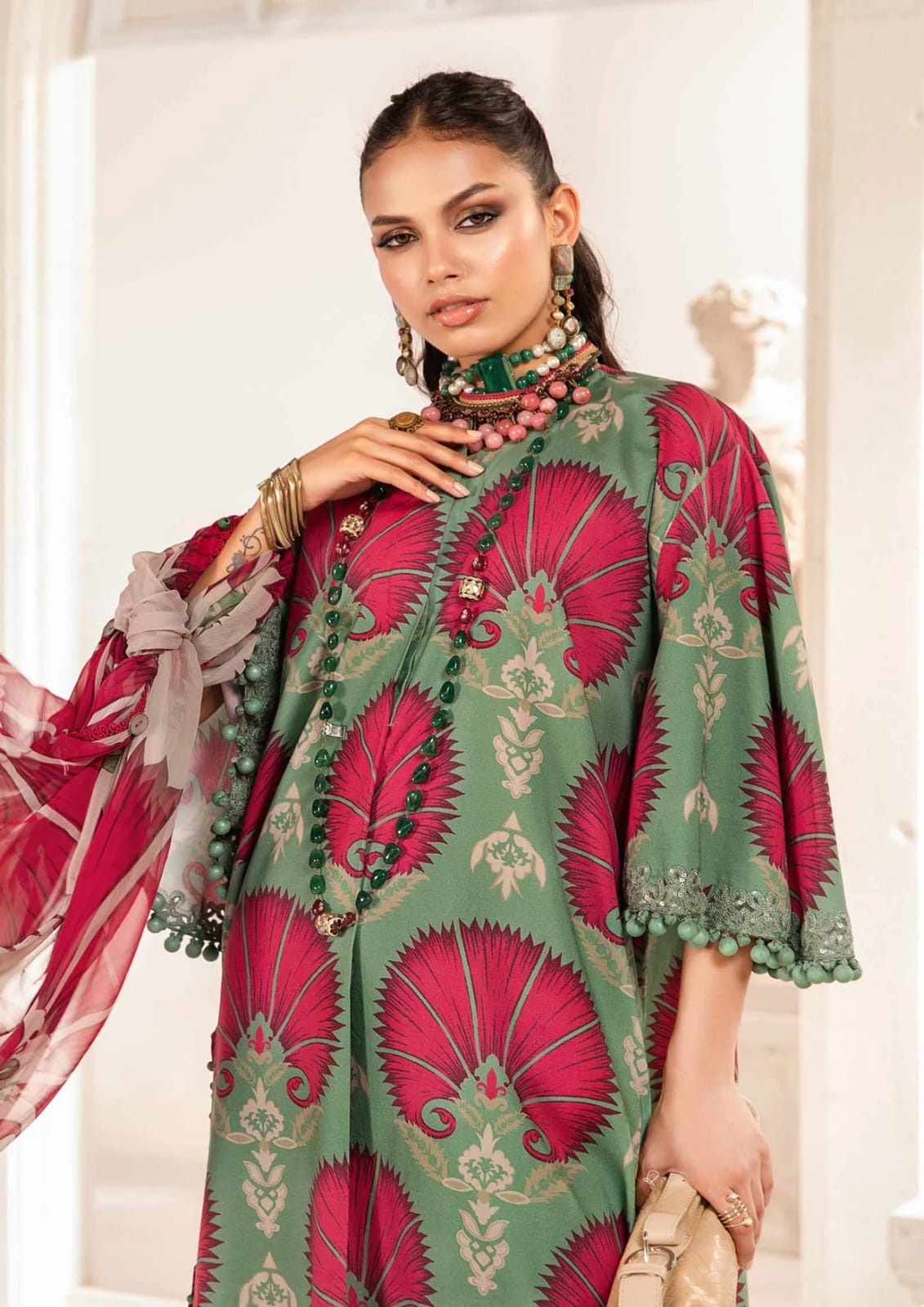 EL-MB444 Digital Printed Unstitched Lawn Suit 3pc With Lawn Digital Printed Dupatta