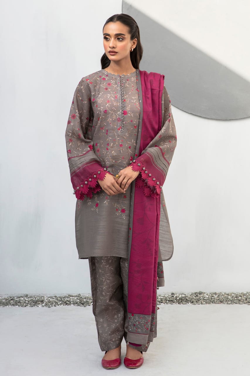 EL-BQ405 Digital Printed Khaddar 3Pc Suit With Digital Printed Khaddar Dupatta - ELAFF