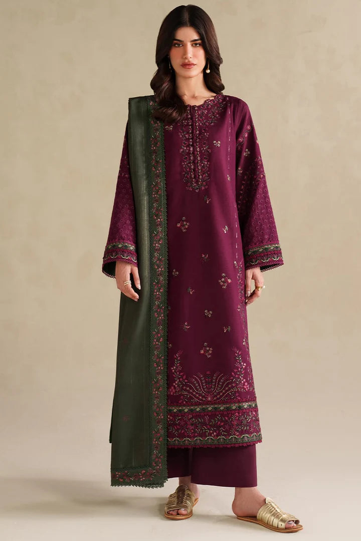 Highly Recommended EL-IZ2705 Unstitched Fully Embroidered Lawn Suit With Embroidered Lawn Dupatta