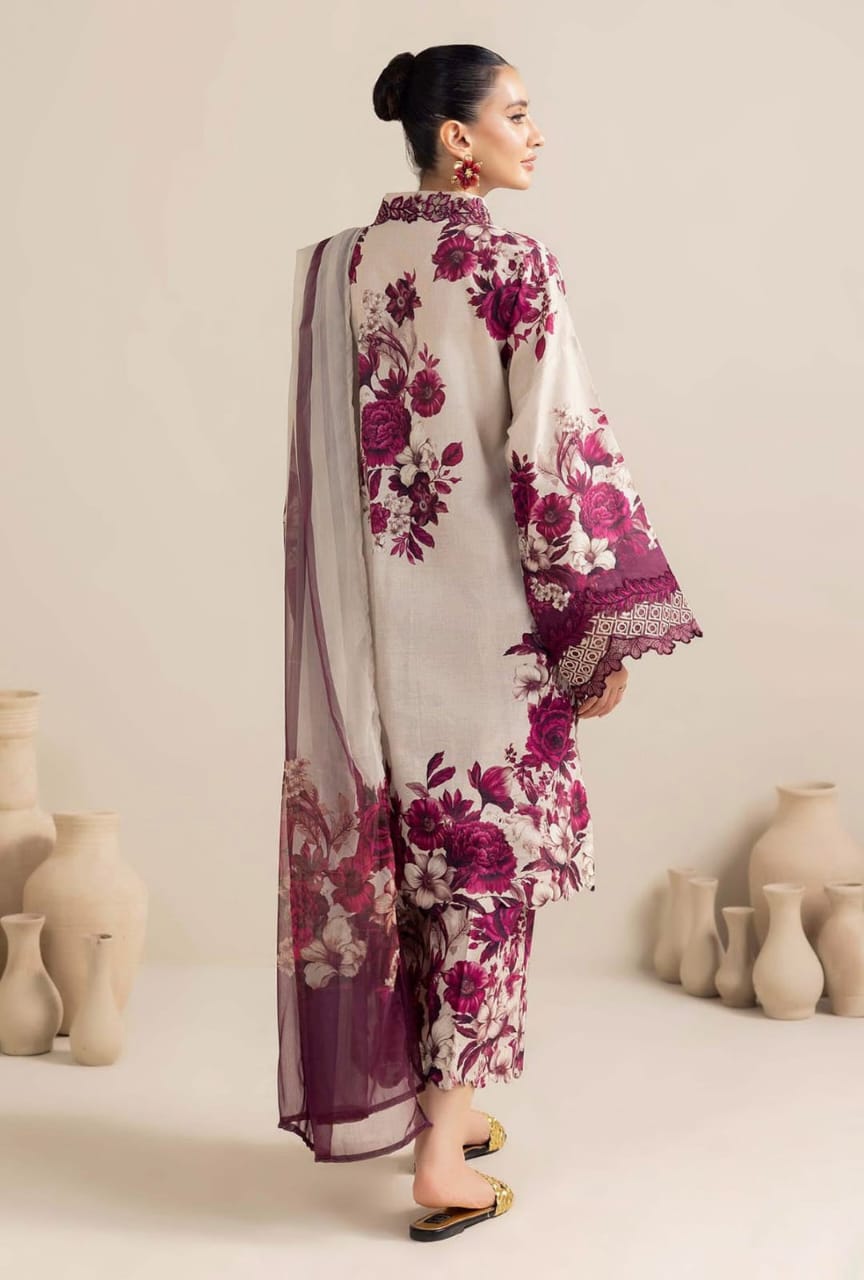 EL-AD476 Unstitched Digital Printed Lawn Suit 3pc With Digital Printed Cotton Lawn Dupatta - ELAFF