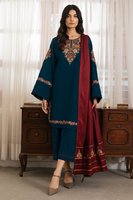 EL-06 Lawn Embroidered 3pc Suit With Bamber Chiffon Embroidered Dupatta - ELAFF
