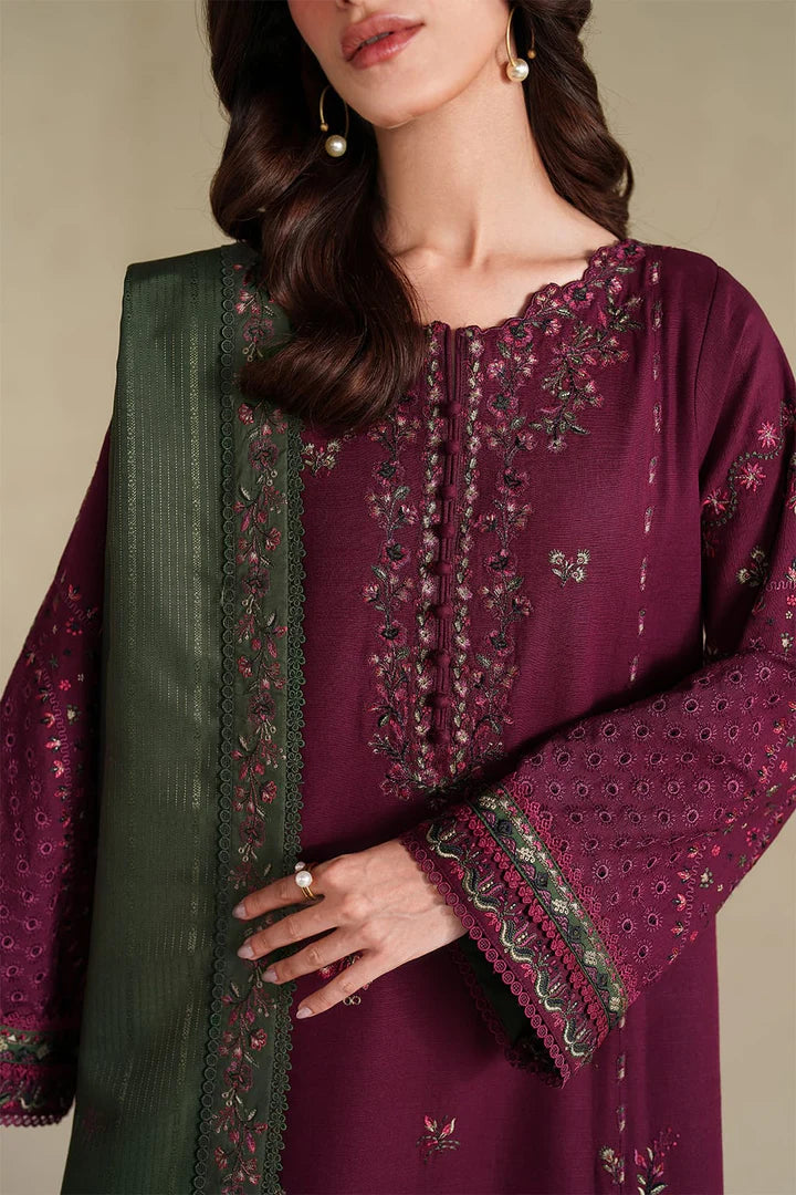 Highly Recommended EL-IZ2705 Unstitched Fully Embroidered Lawn Suit With Embroidered Lawn Dupatta