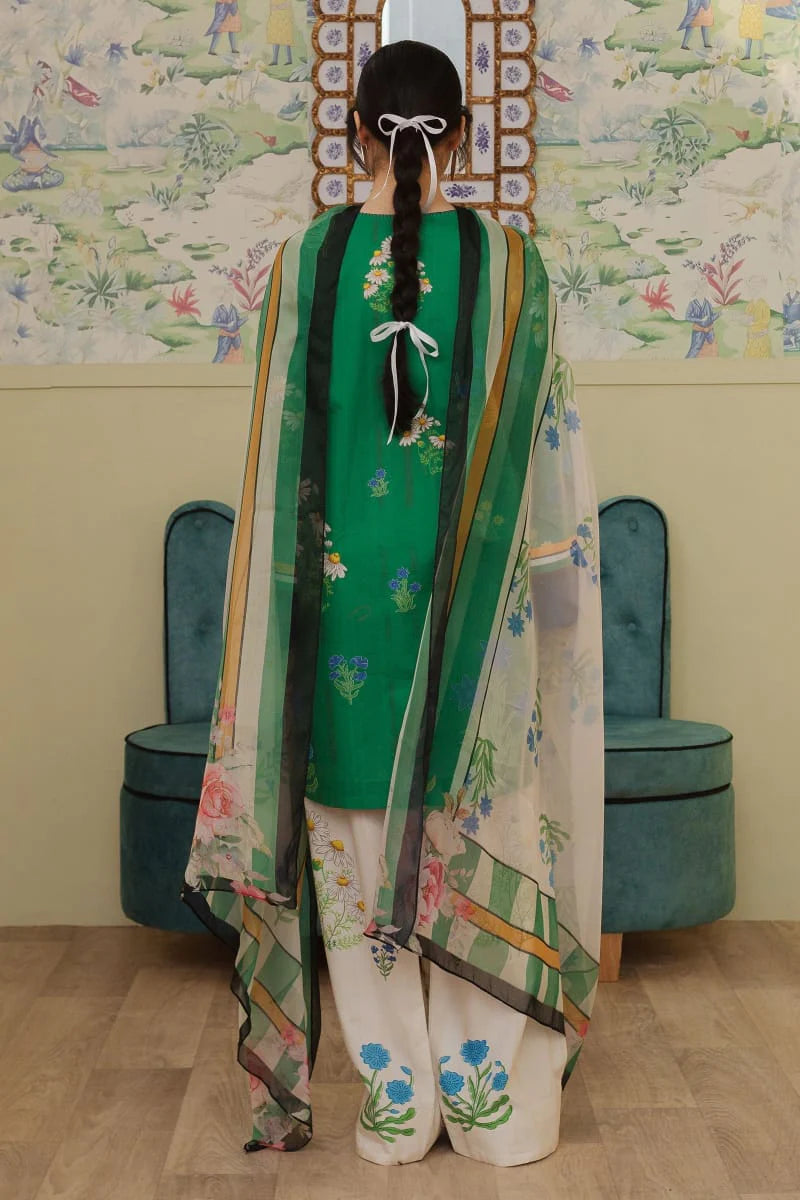 EL-CO498 Digital Printed 3Pc Unstitched Lawn Suit With Digital Printed Monar Dupatta