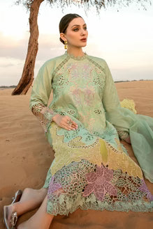EL-816 Lawn Embroidered 3pc With Embroidered Organza Dupatta - ELAFF