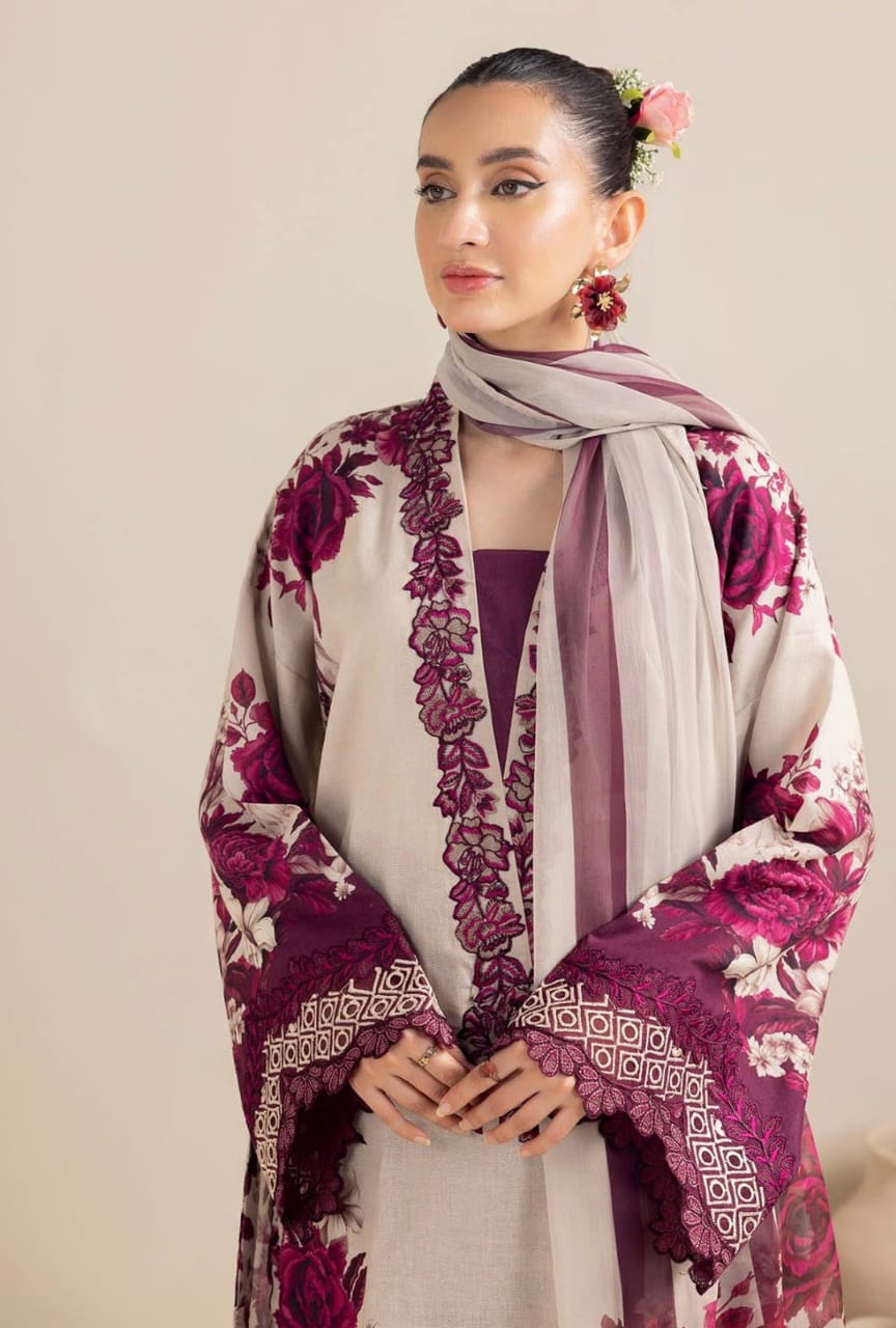 EL-AD476 Unstitched Digital Printed Lawn Suit 3pc With Digital Printed Cotton Lawn Dupatta - ELAFF