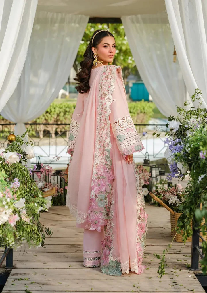 EL-EL2790 Unstitched Fully Embroided Lawn Suit With Cotton Net Embroidered Dupatta