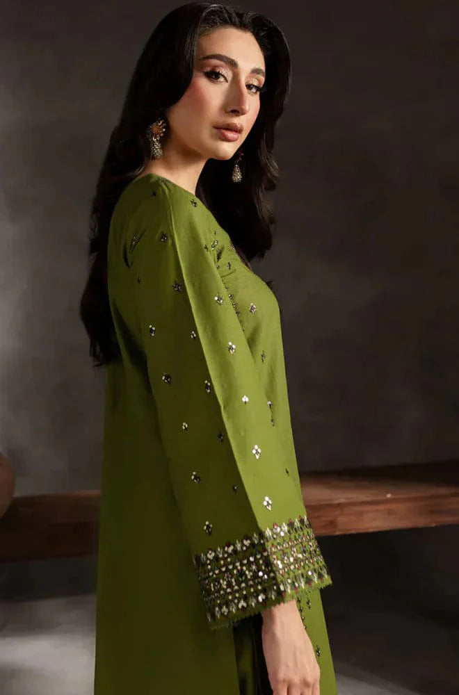 EL-89333 Lawn Embroidered 3pc Suit With Bamber Chiffon Embroidered Dupatta - ELAFF