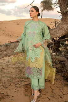 EL-816 Lawn Embroidered 3pc With Embroidered Organza Dupatta - ELAFF