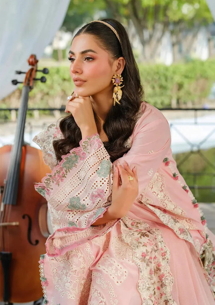 EL-EL2790 Unstitched Fully Embroided Lawn Suit With Cotton Net Embroidered Dupatta