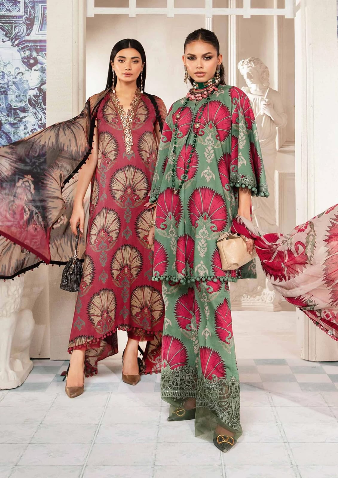 EL-MB444 Digital Printed Unstitched Lawn Suit 3pc With Lawn Digital Printed Dupatta