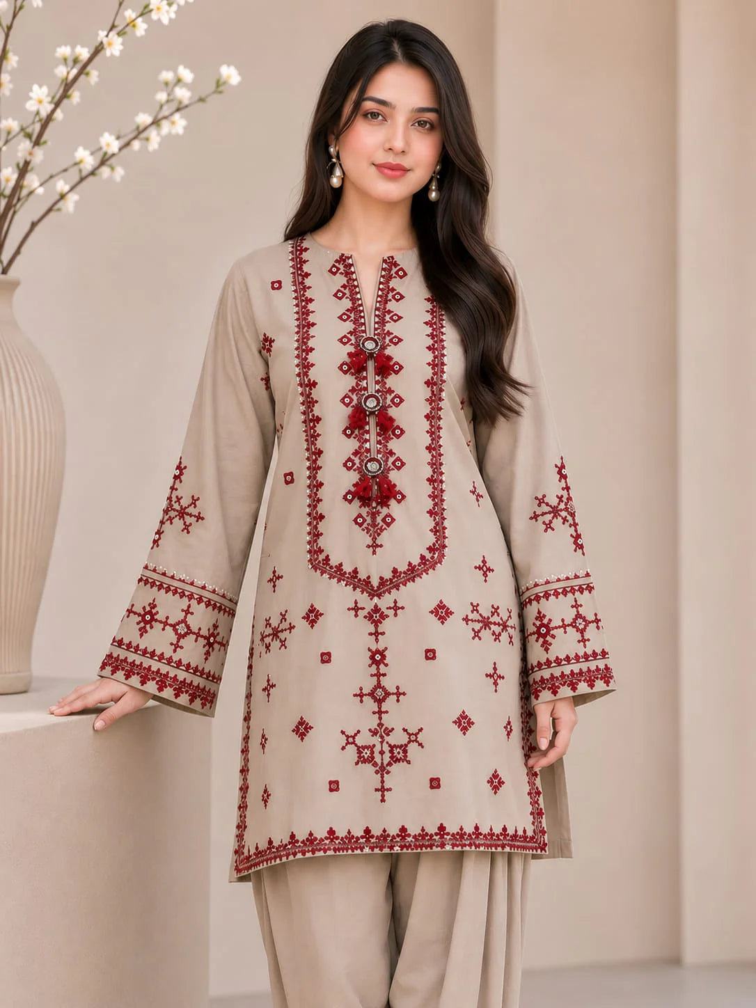 EL-MB2820 Lawn Fully Sequence Embroidered 2pc Embroidered Trouser as well