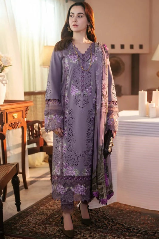 EL-JD2680 Lawn Unstitched Embroidered 3pc Suit With Lawn Digital Printed Dupatta