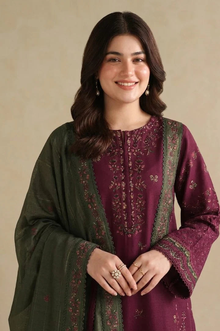 Highly Recommended EL-IZ2705 Unstitched Fully Embroidered Lawn Suit With Embroidered Lawn Dupatta