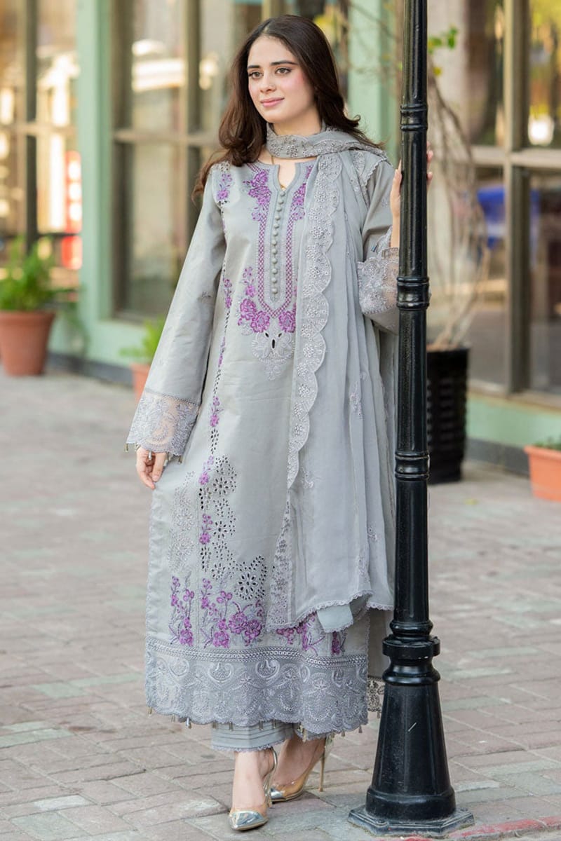 EL-842 Unstitched Embroidered Dhanak Suit 3pc With Embroidered Dhanak Shawl - ELAFF