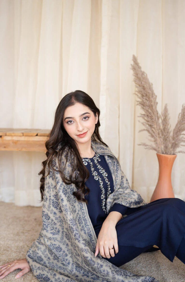 EL-MB830 Unstitched Fully Embroided Dhanak Suit With Wool Shawl - ELAFF