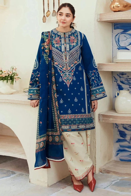 EL-ZS50 Unstitched Fully Embroided Dhanak Suit With Wool Shawl - ELAFF