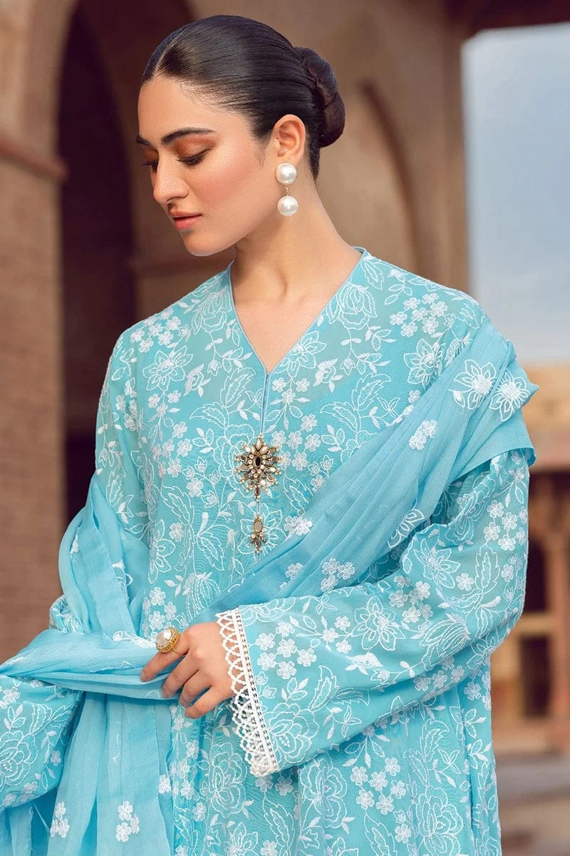 EL-108 Dhanak 3Pc Embroidered Suit With Dhanak Embroidered Shawl - ELAFF
