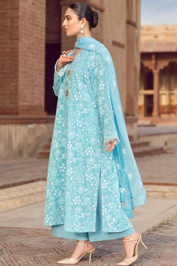 EL-108 Dhanak 3Pc Embroidered Suit With Dhanak Embroidered Shawl - ELAFF