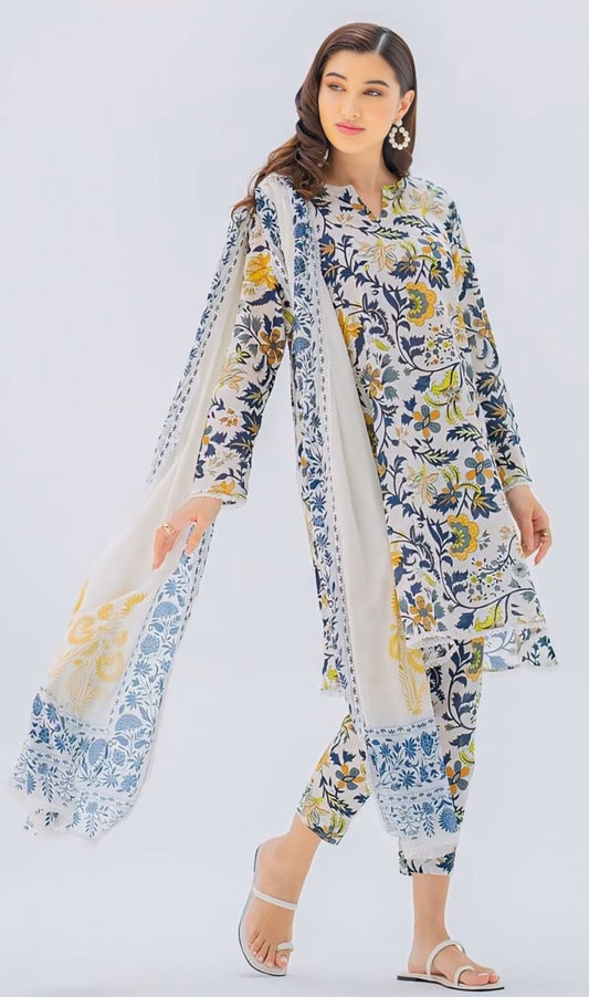 EL-SP132 Digital Printed Lawn Suit 3pc With Lawn Digital Printed Dupatta - ELAFF